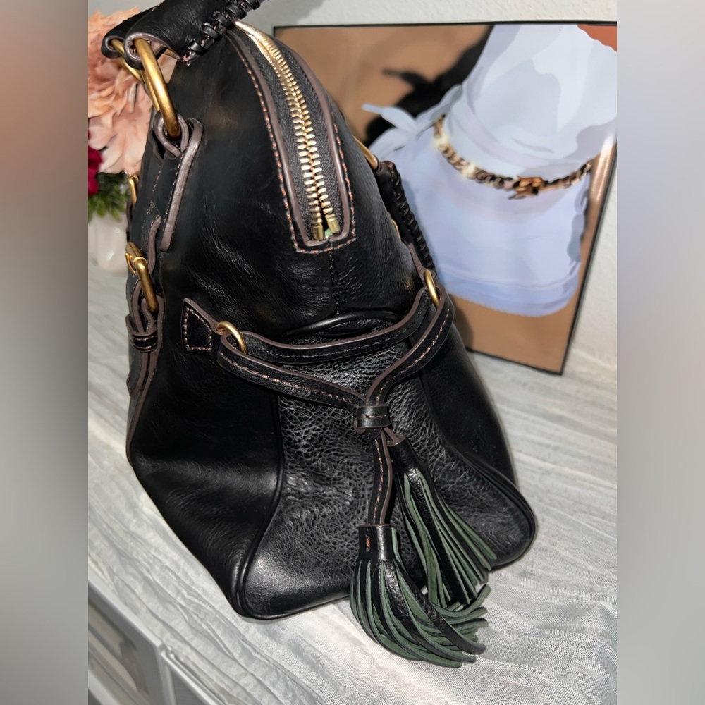 Dooney & Bourke Black Leather Tote with Gold Hardware - Picture 8 of 9